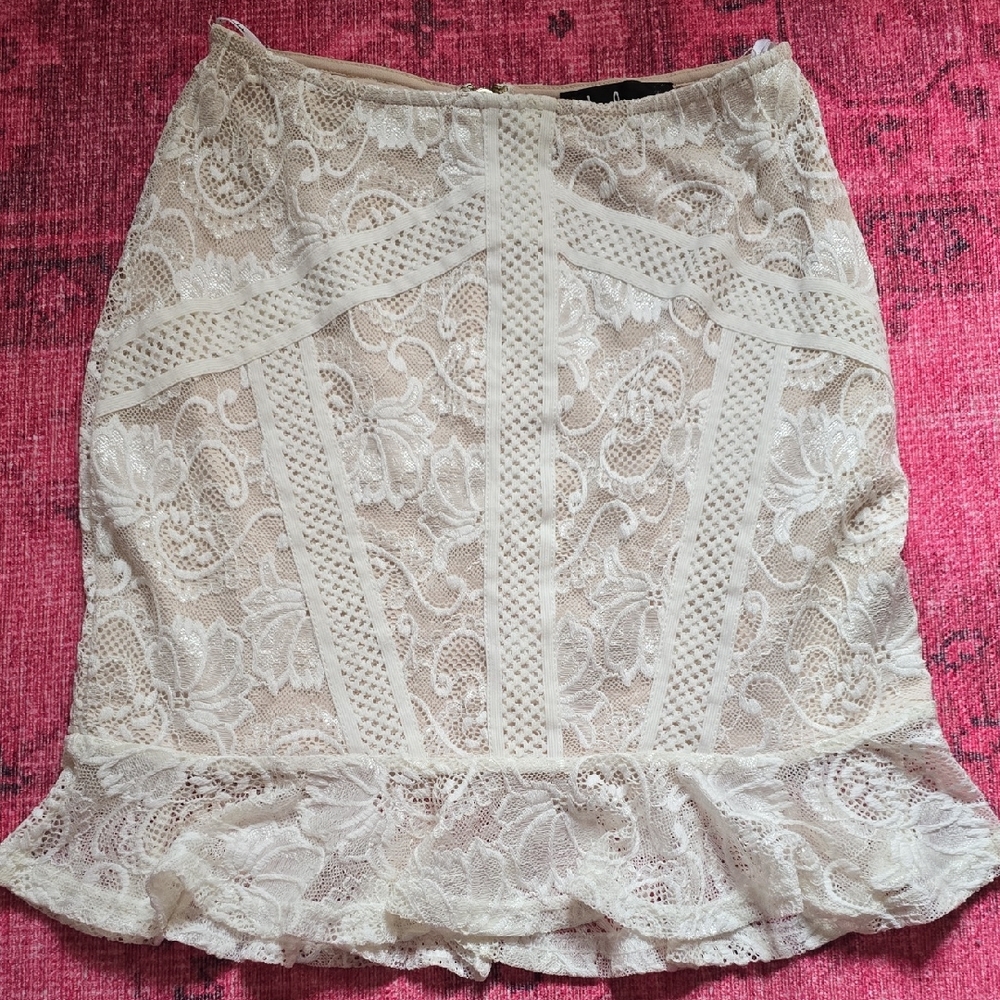 Lulu's Cream Lace Pencil Skirt